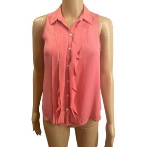 LOFT Pink Button Front Sleeveless Blouse